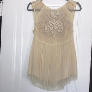 Boho mesh embroidered top